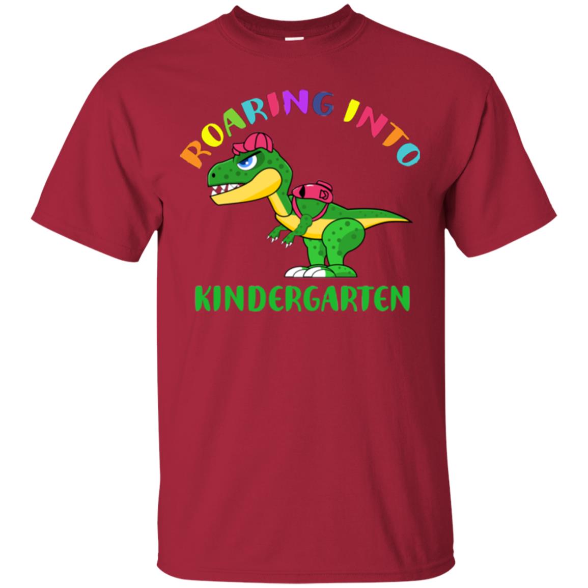 Roaring Into Kindergarten Happy First Day Of School Shirt Cardinal