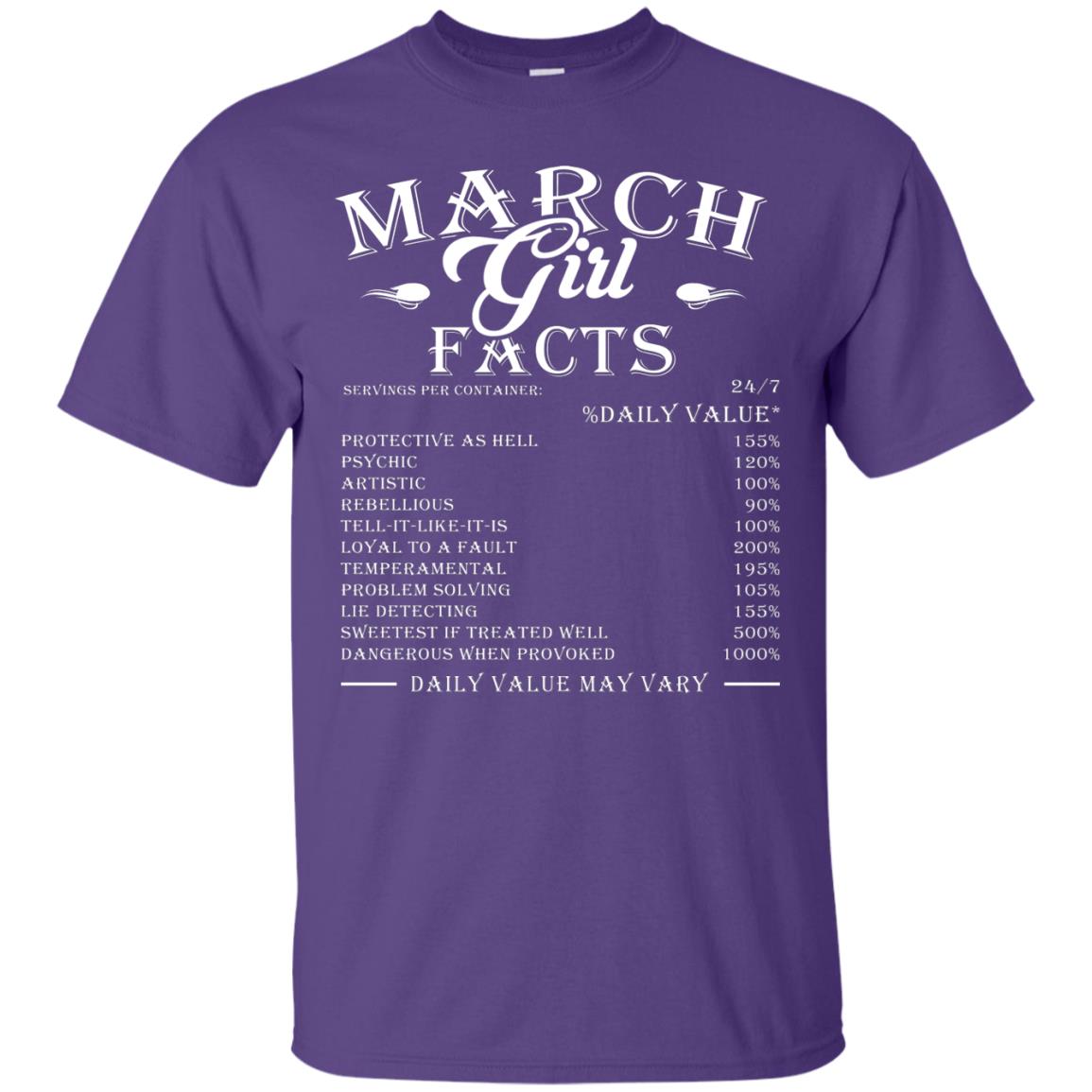 March Girl Facts Facts T-shirt Purple