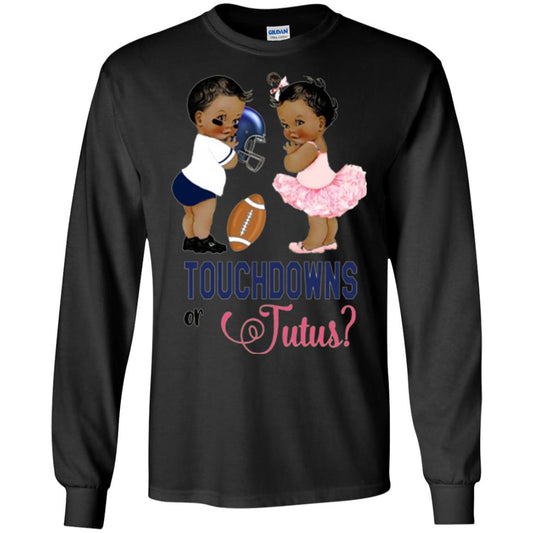 Ethnic Touchdowns Or Tutus Gender Reveal Party Football Lover T-shirt Black