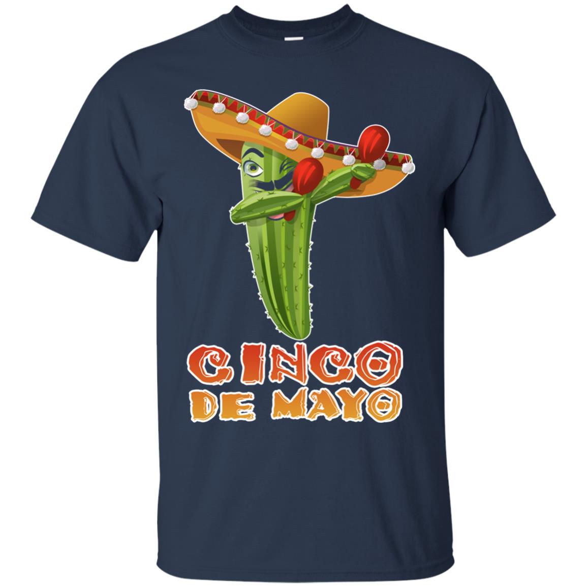 Dabbing Cinco De Mayo Cactus Shirt Navy