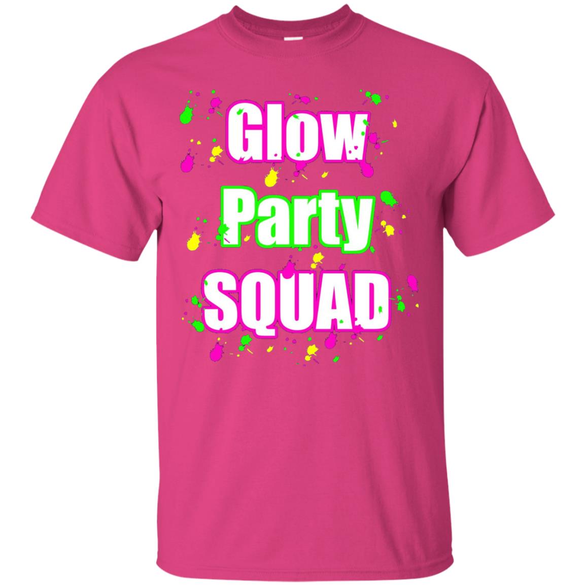 Glow Party Squad Paint Splatter Effect Neon Glow Party Shirt For Girls Heliconia