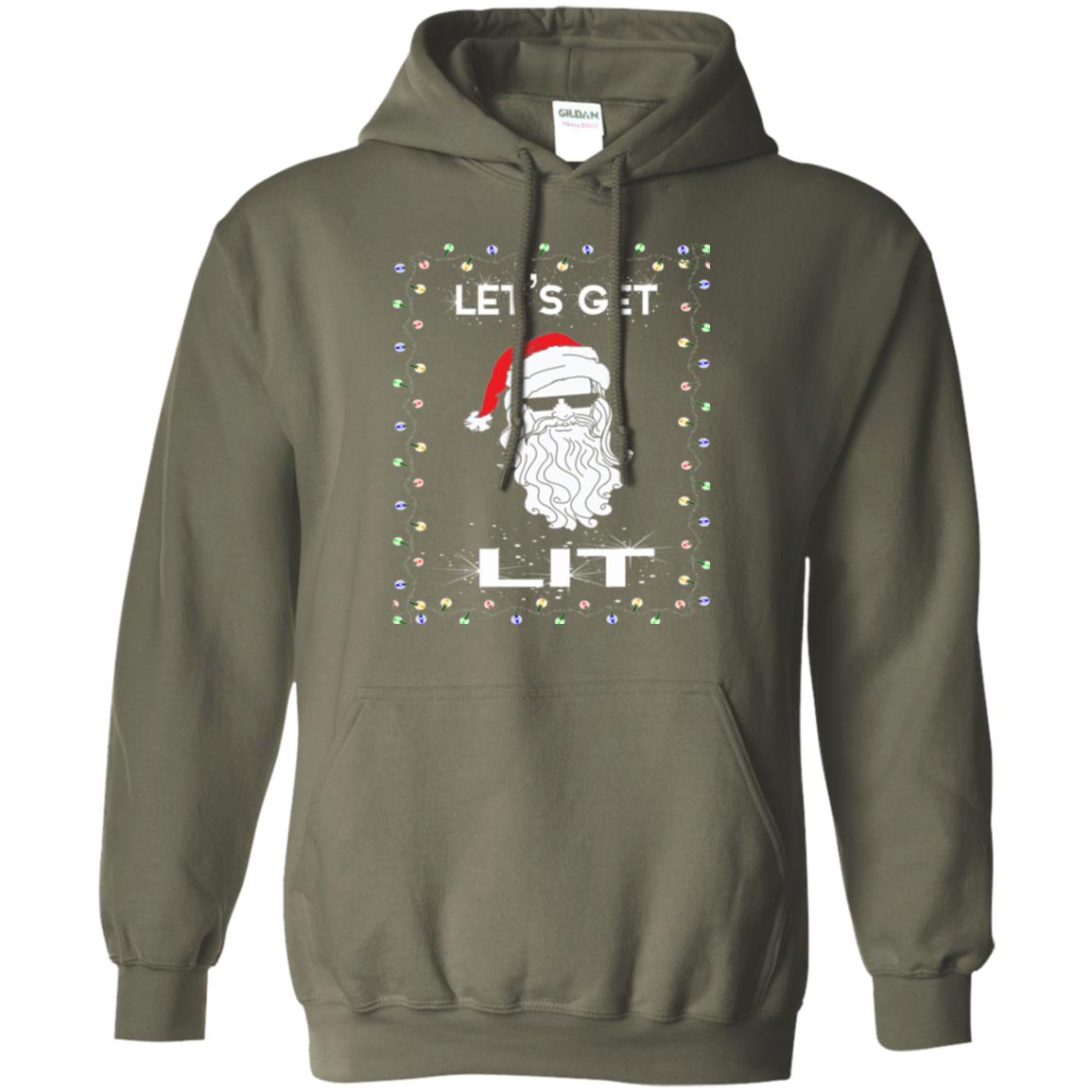 Christmas T-shirt Let_s Get Lit Military Green