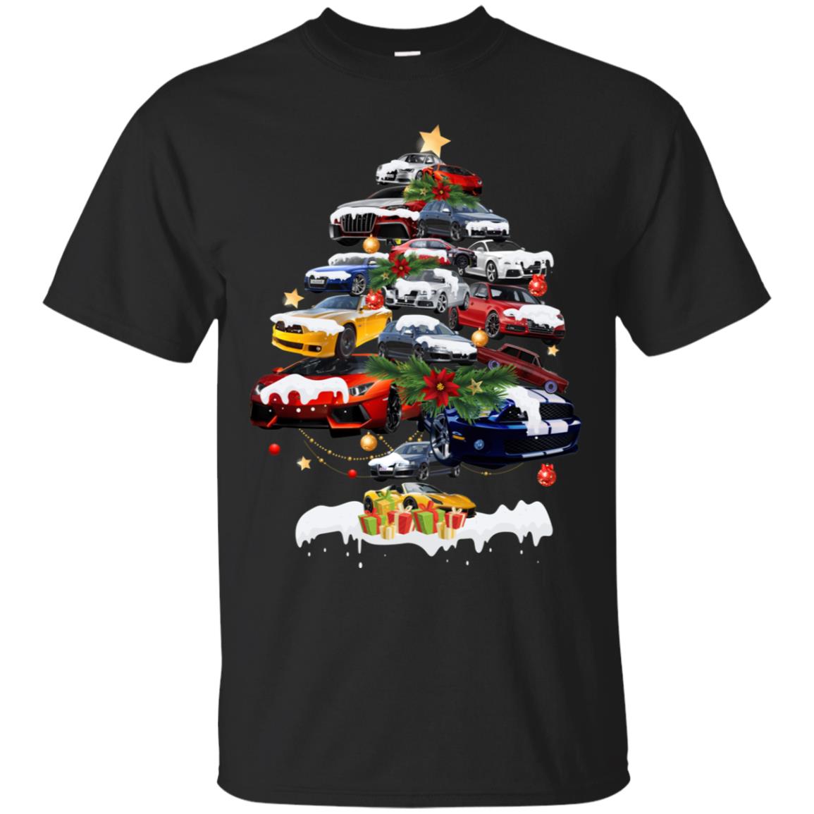 Cars Christmas Tree X-mas Gift Shirt For Mens Or Womens Black