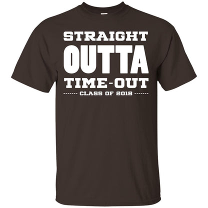 Straight Outta Time Out Class Of 2018 Graduation Shirt Dark Chocolate