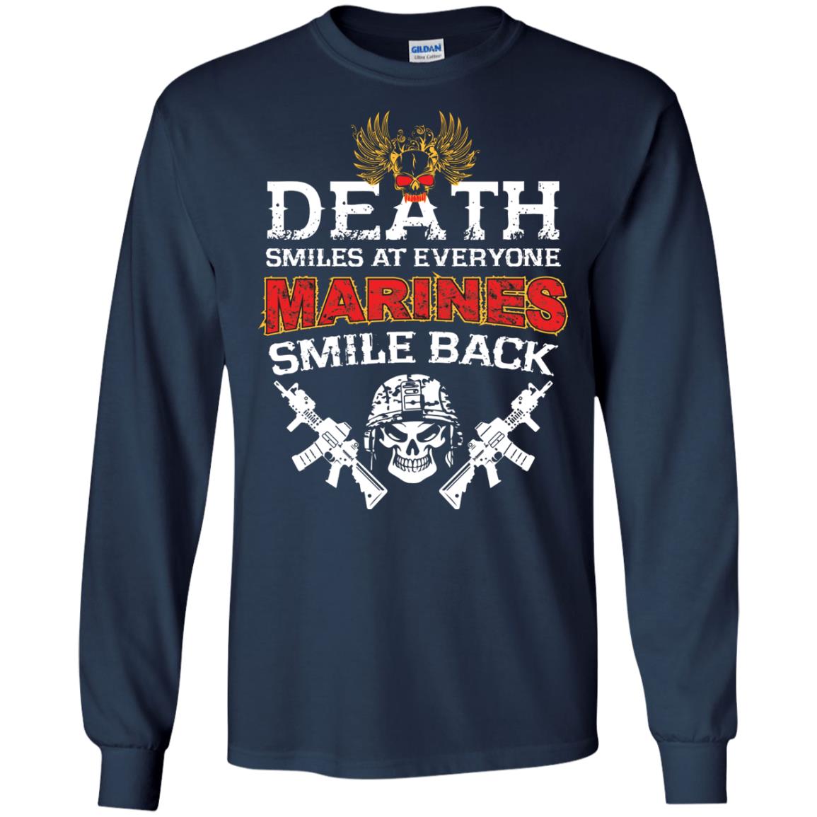 Death Smiles At Everyone Marines Smile Back Shirt Navy