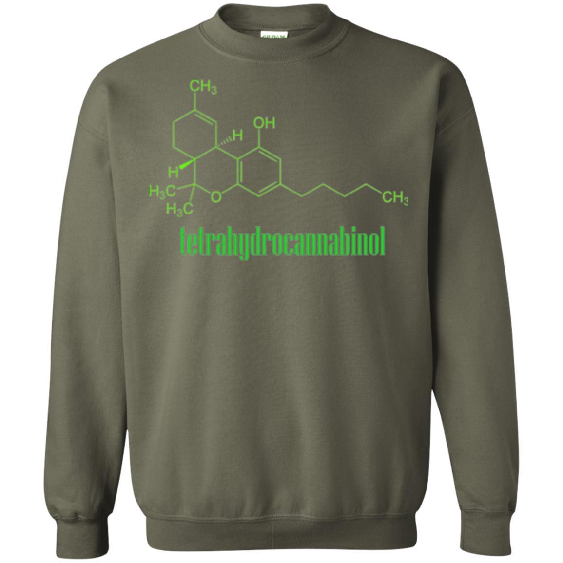 Canabis Molecule T-shirt Tetrahydrocannabinol Thc Military Green