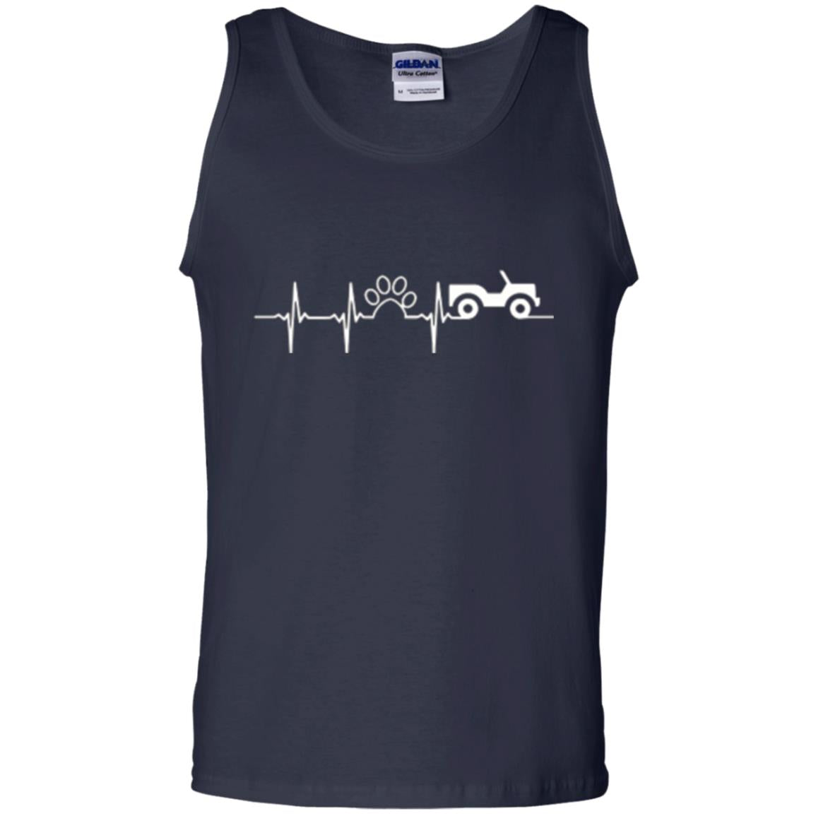 Cat Lovers T-shirt Jeep And Paw Heartbeat Navy