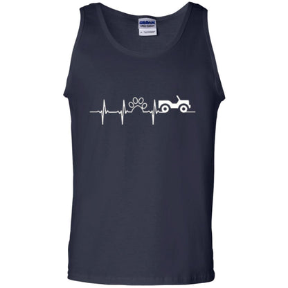 Cat Lovers T-shirt Jeep And Paw Heartbeat Navy