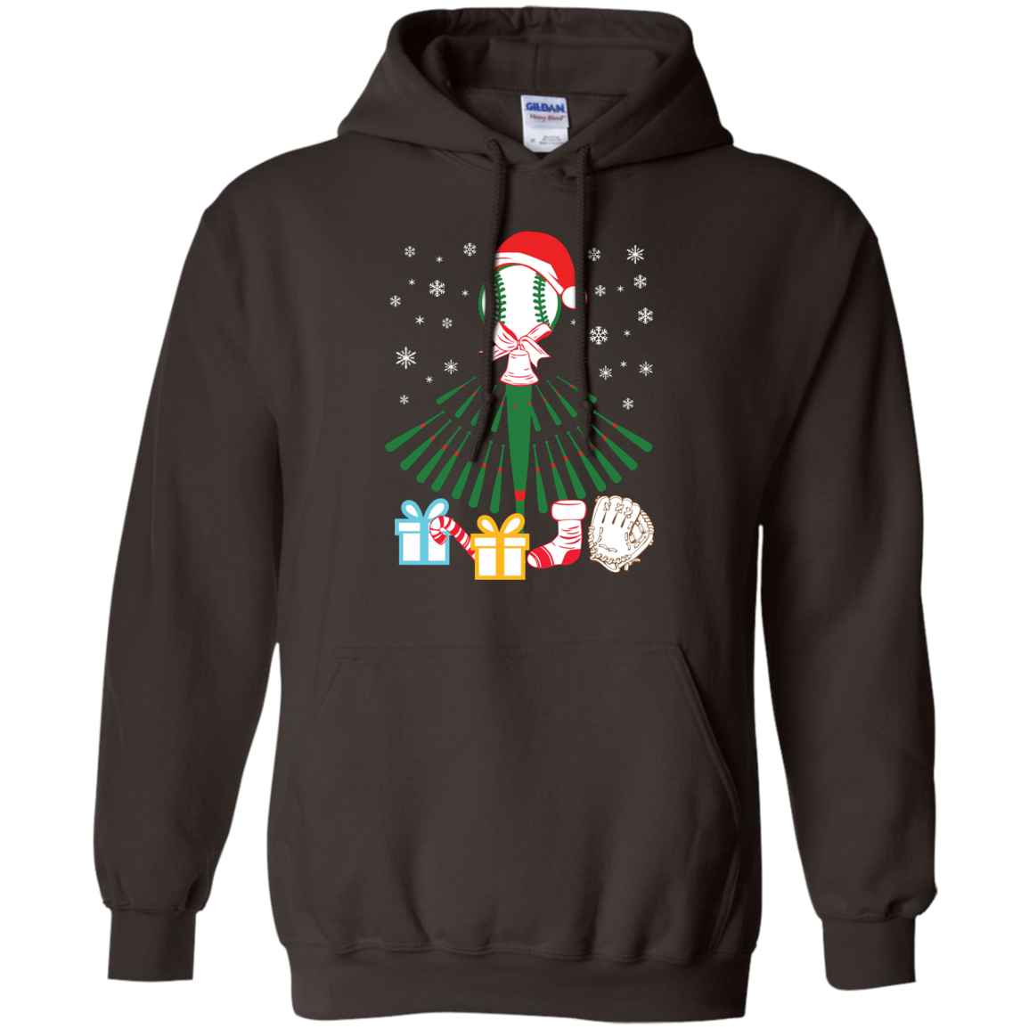 Baseball Christmas T-Shirt Dark Chocolate