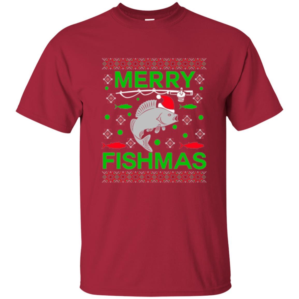 Christmas T-shirt Merry Fishmas Merry Christmas Fisherman Cardinal