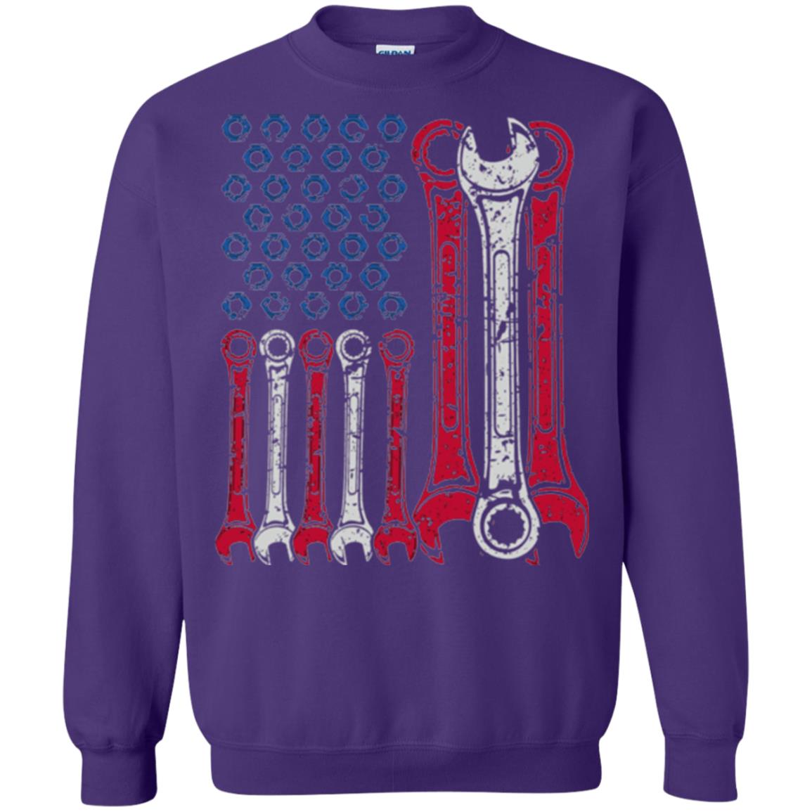 Mechanic T-shirt Usa Red White Blue American Flag Purple
