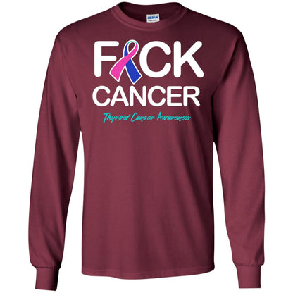 Fck Cancer Thyroid Cancer Awareness T-shirt Maroon