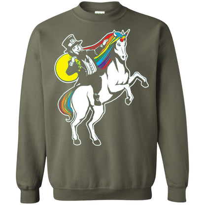 Lepricorn Leprechaun Riding Unicorn St Patrick_s Day T-shirt Military Green