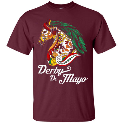 Derby Cinco De Mayo Floral Horse Race T-shirt Maroon