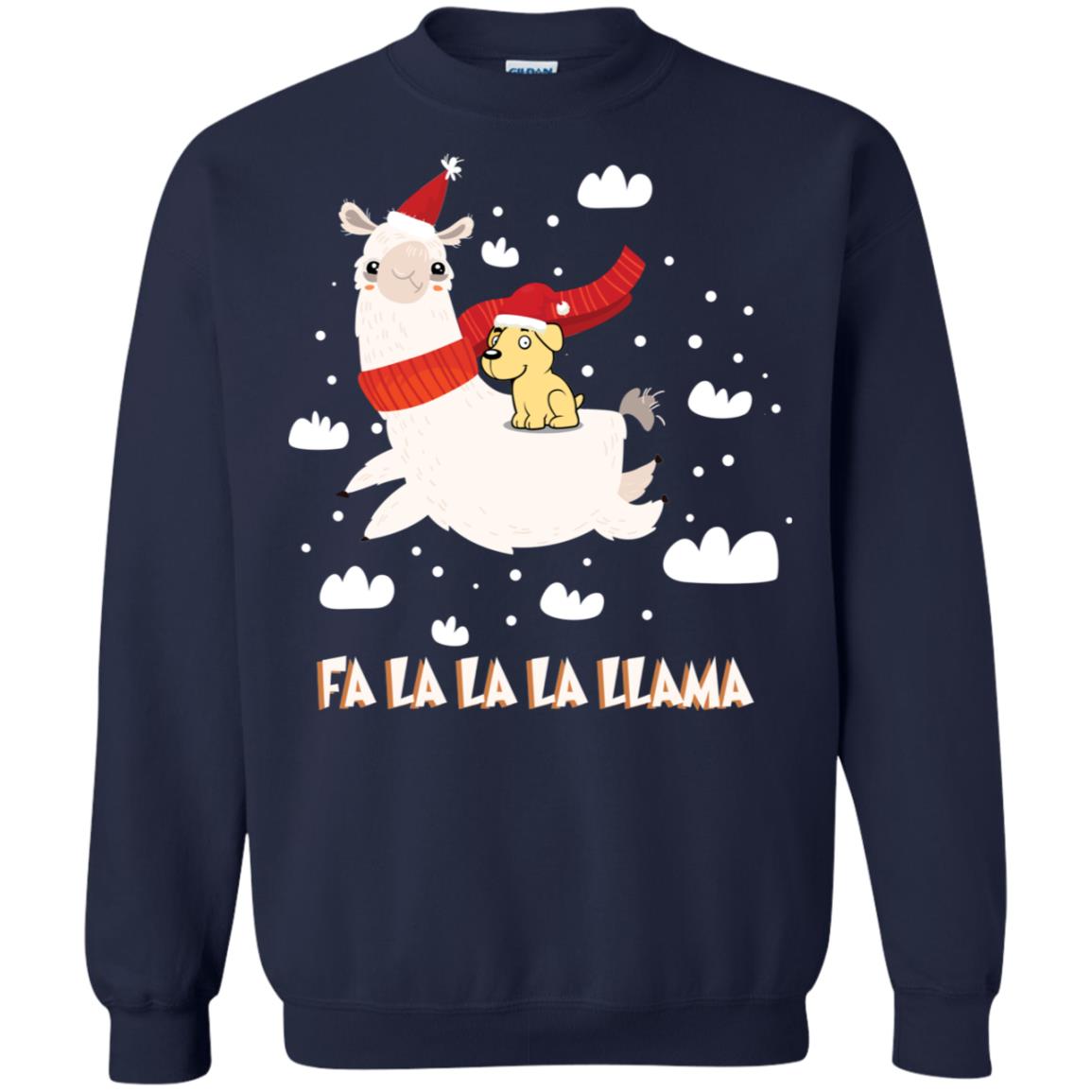 Fa La La La Llama With Labrador X-mas Gift Shirt Navy