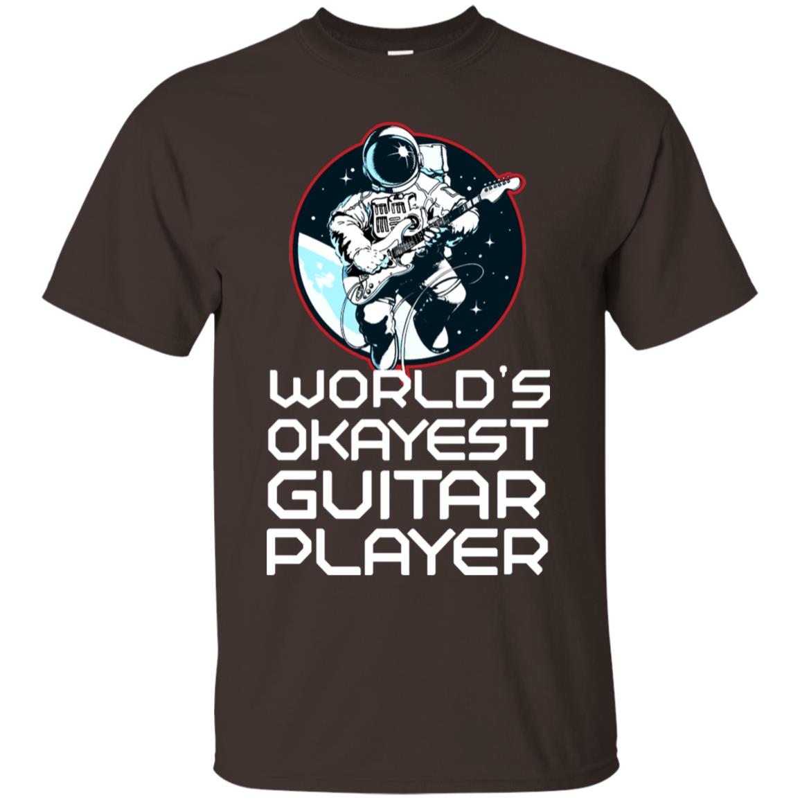 World's Okayest Guitar Player Guitarist Gift Shirt Dark Chocolate