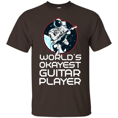 World's Okayest Guitar Player Guitarist Gift Shirt Dark Chocolate
