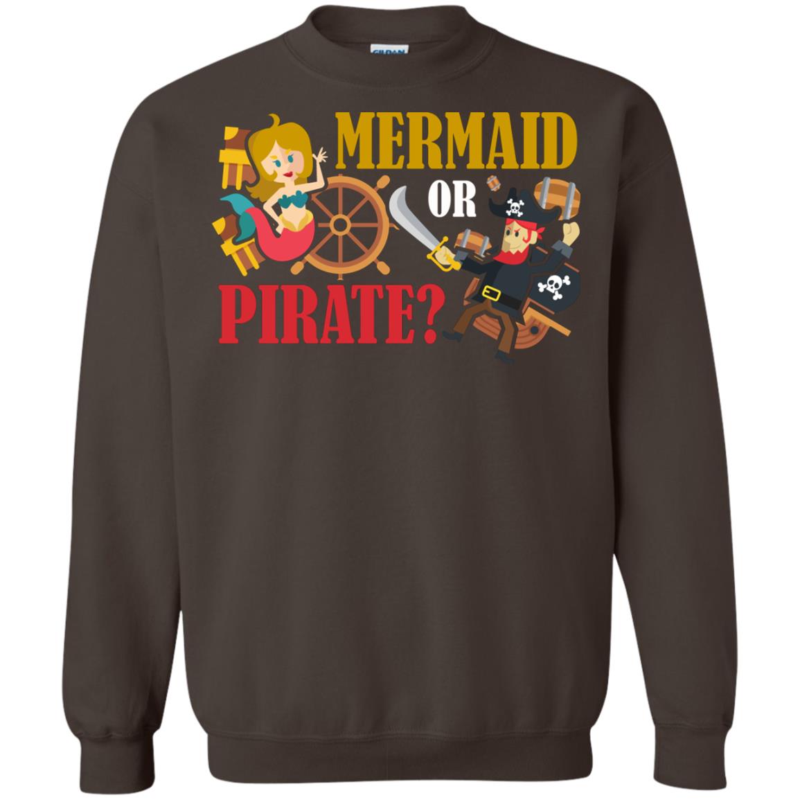 Mermaid Or Pirate Gift Shirt For Boys And Girls Dark Chocolate