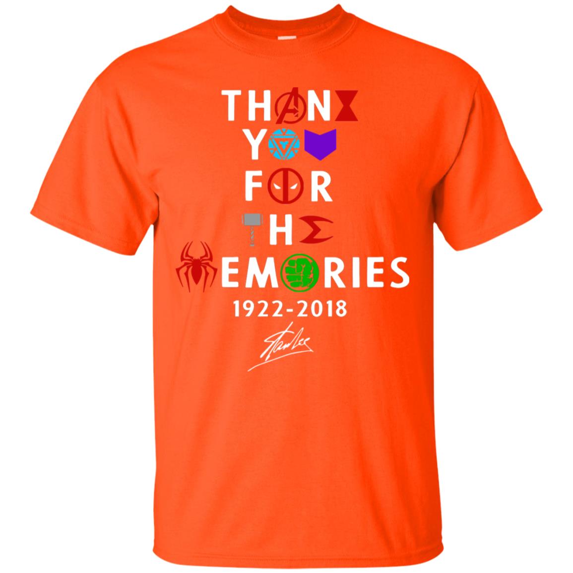 Thank You For The Memories Stan Lee Movie Hero Fan Shirt Orange
