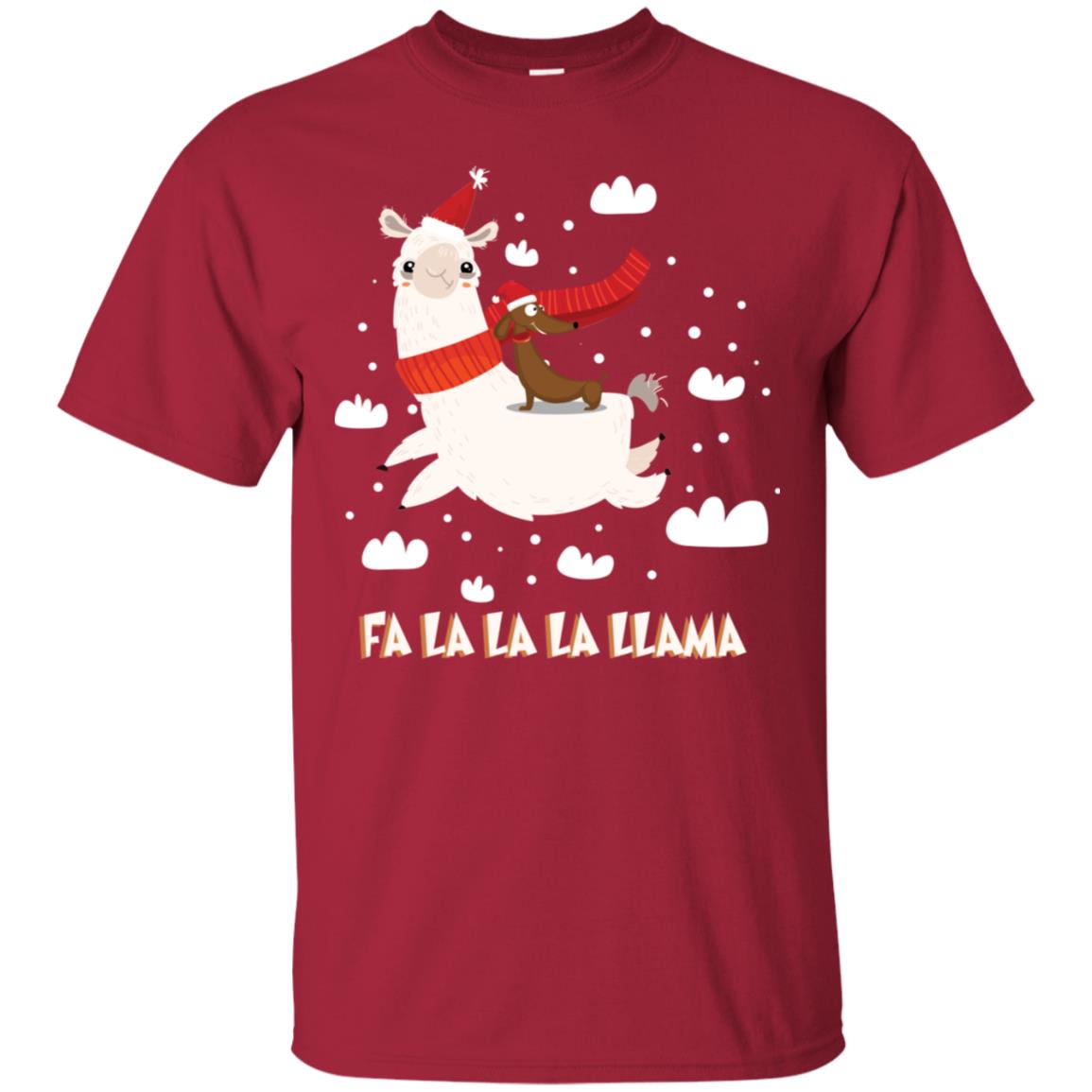 Fa La La La Llama With Dachshund X-mas Gift Shirt Cardinal