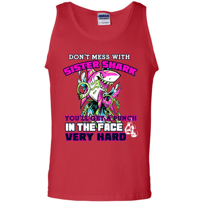 Don't Mess With Sister Shark You'll Get A Punch In The Face Very Hard Family Shark Shirt Red
