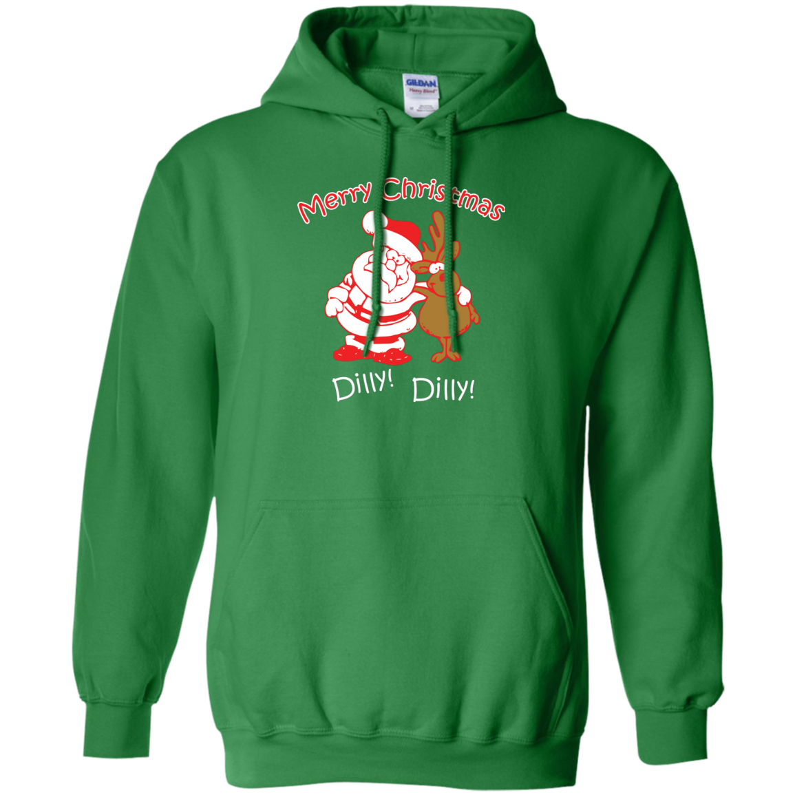 Christmas T-Shirt Merry Christmas Santa And Reindeer Dilly! Dilly! Irish Green