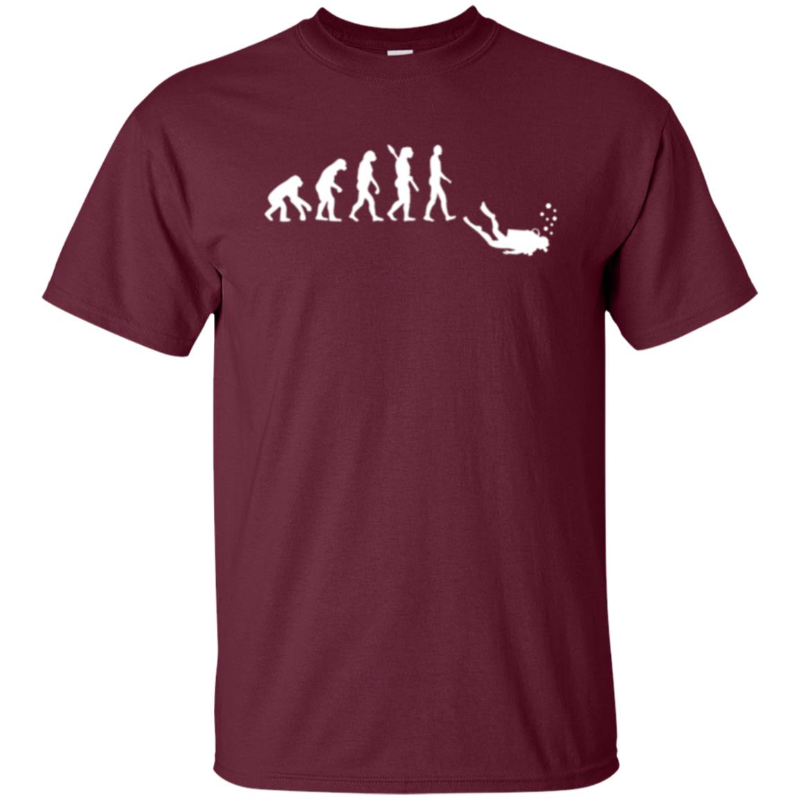 Evolution Of Man Funny Scuba Diving T-shirt Maroon