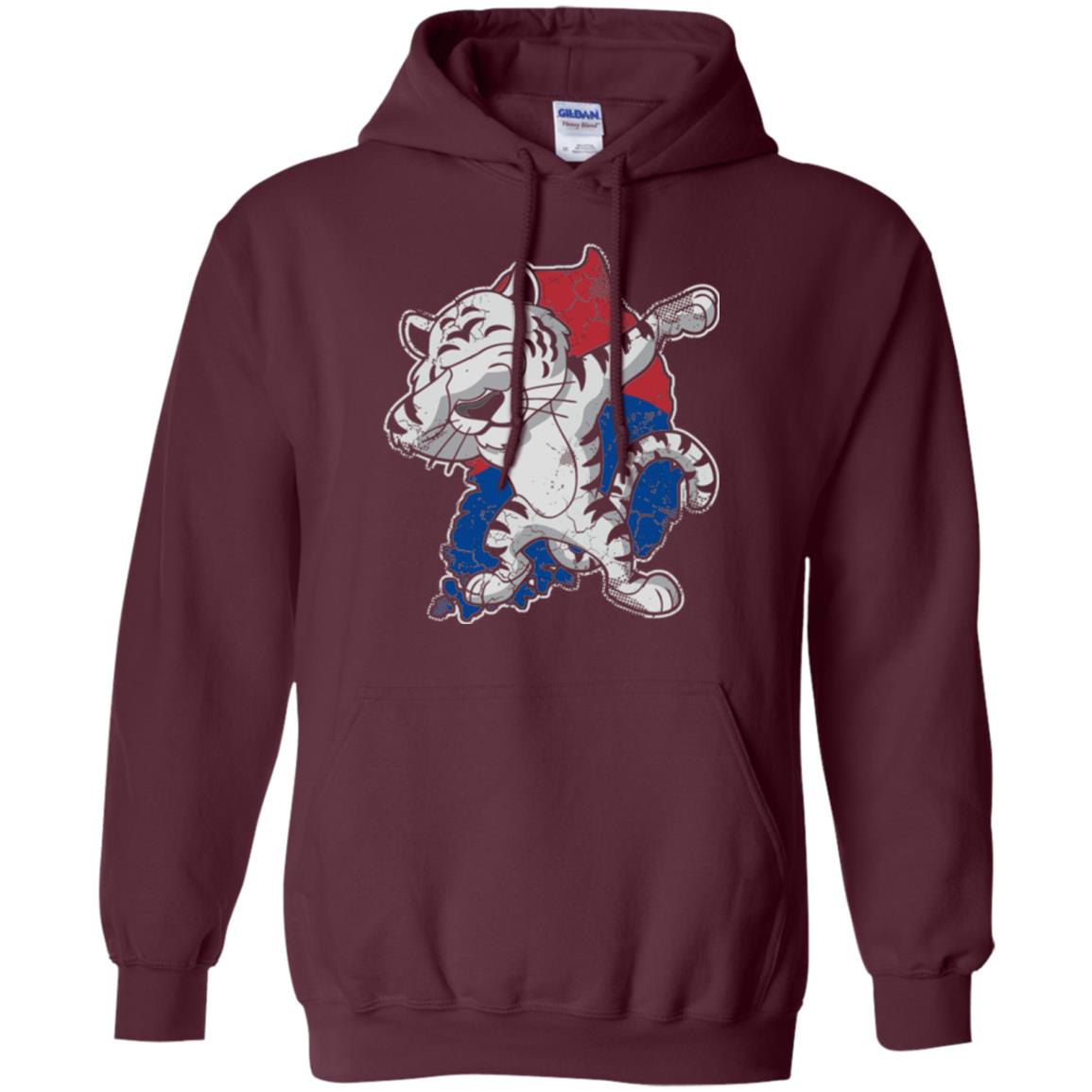 Dabbing White Tiger South Korea Flag T-shirt Maroon