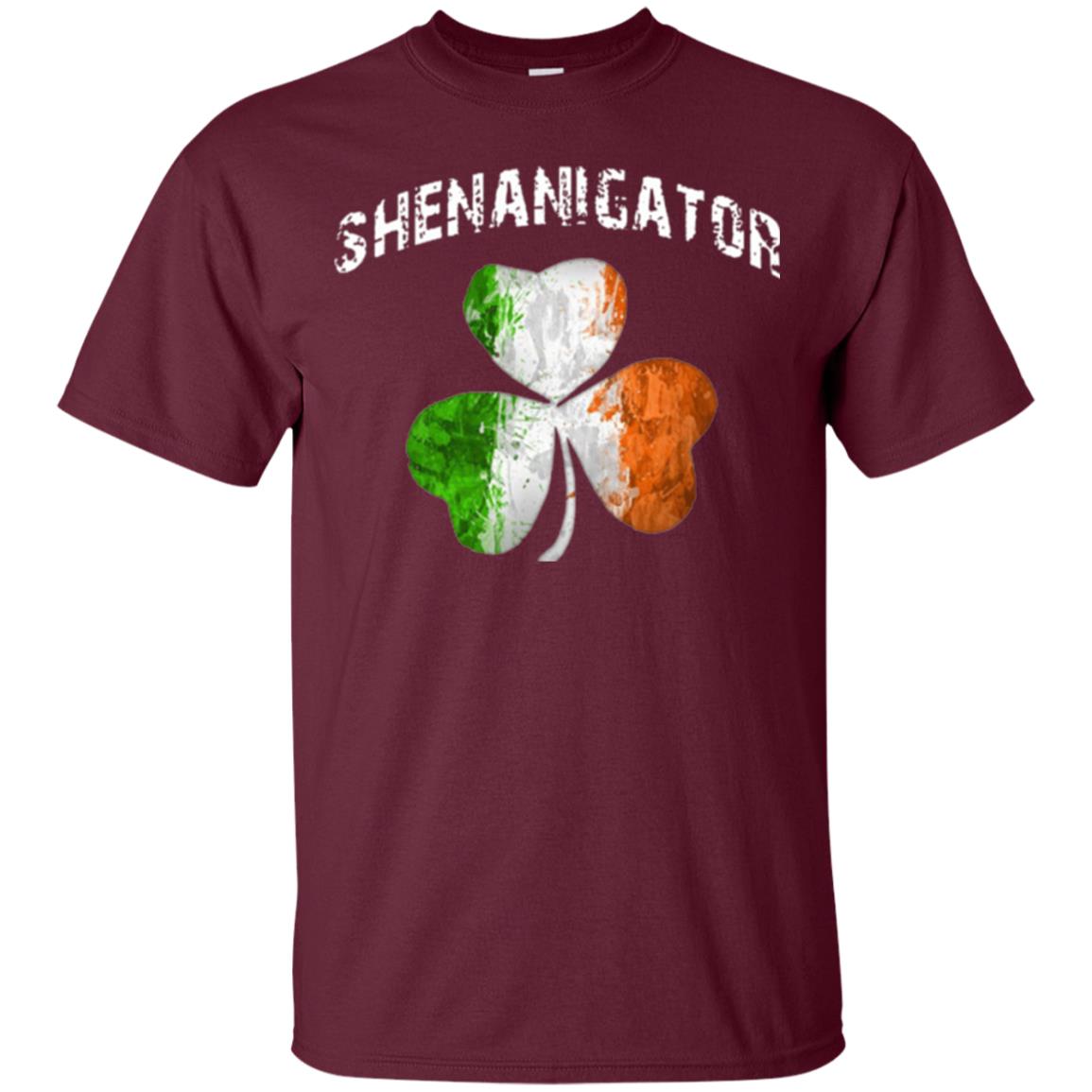 Shenanigator T-shirt St Patrick_s Day Shamrock Maroon