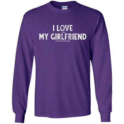 Funny Gamer T-shirt I Love My Girlfriend Lets Me Play Video Games Purple