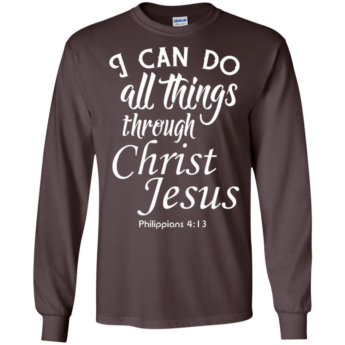 Christian T-shirt I Can Do All Things Through Christ Jesus Dark Chocolate