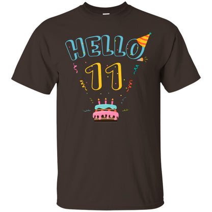 Hello 11 Eleven Years Old 11th 2007s Birthday Gift Shirt Dark Chocolate