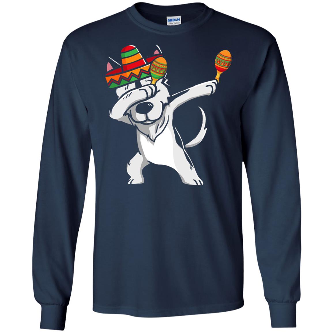 Dabbing Husky Funny Cinco De Mayo T-shirt Navy