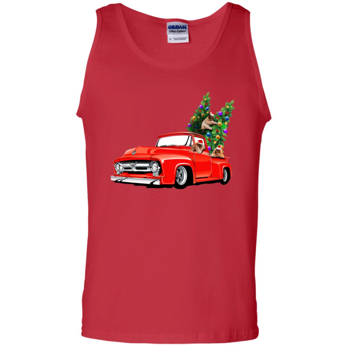 Christmas Tree And Sloths On Car X-mas Gift Shirt Red