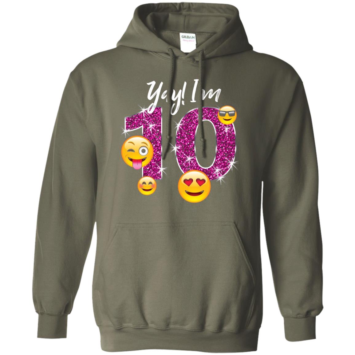 Funny Emoji Birthday 10th Birthday T-shirt Military Green