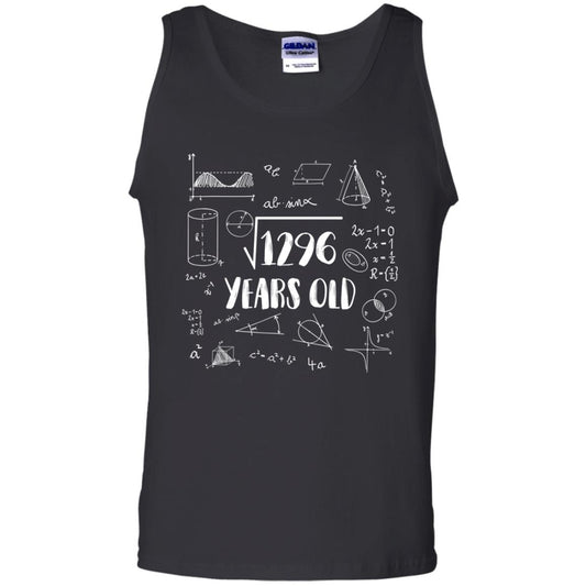 Square Root Of 1296 36th Birthday 36 Years Old Math T-shirt Black