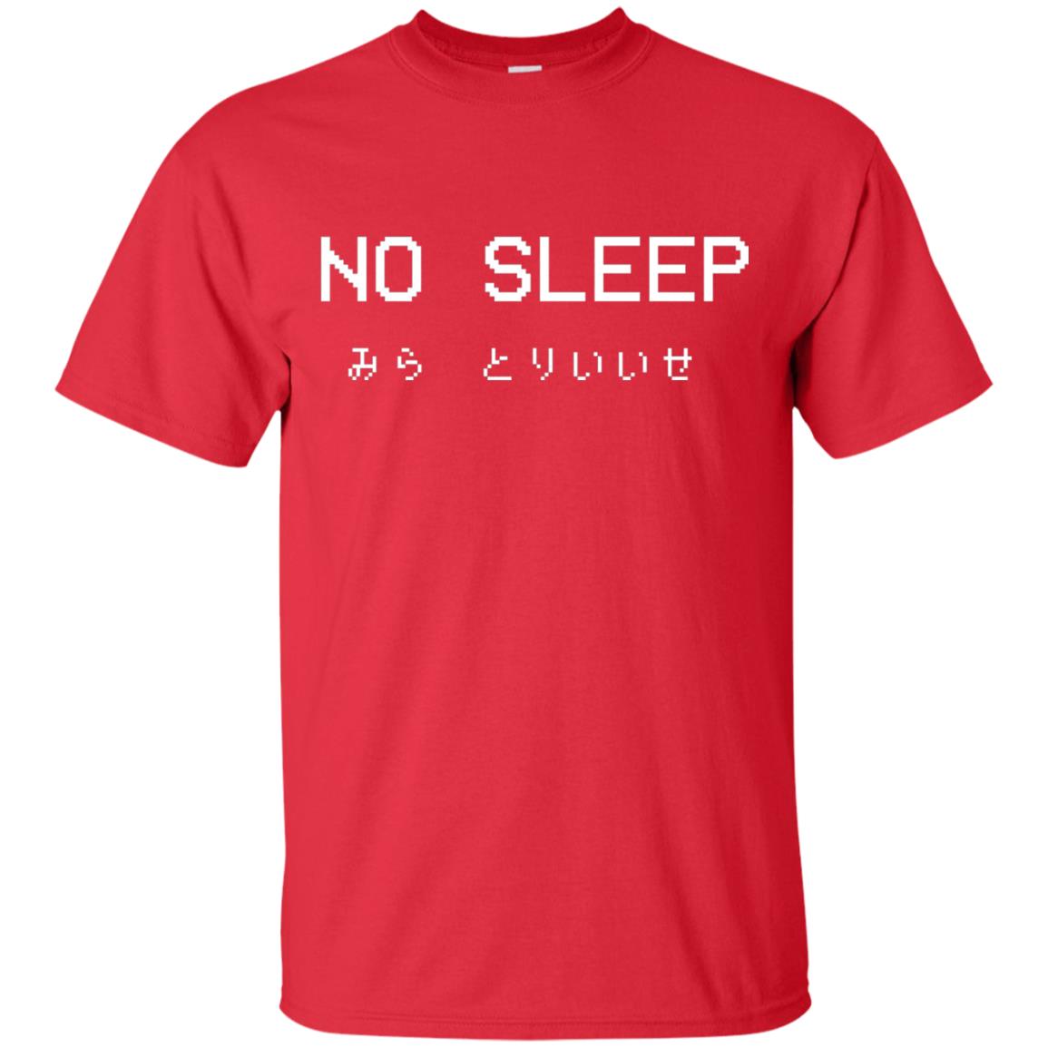 No Sleep Japanese Text Shirt Red
