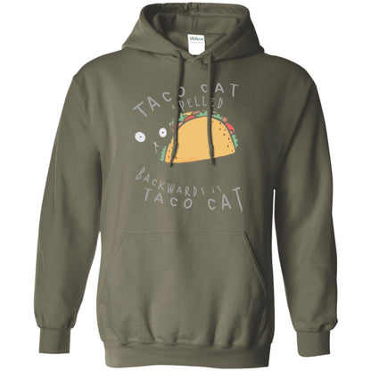 Cat Lovers T-shirt Taco Cat Spelled Backward Is Taco Cat Military Green
