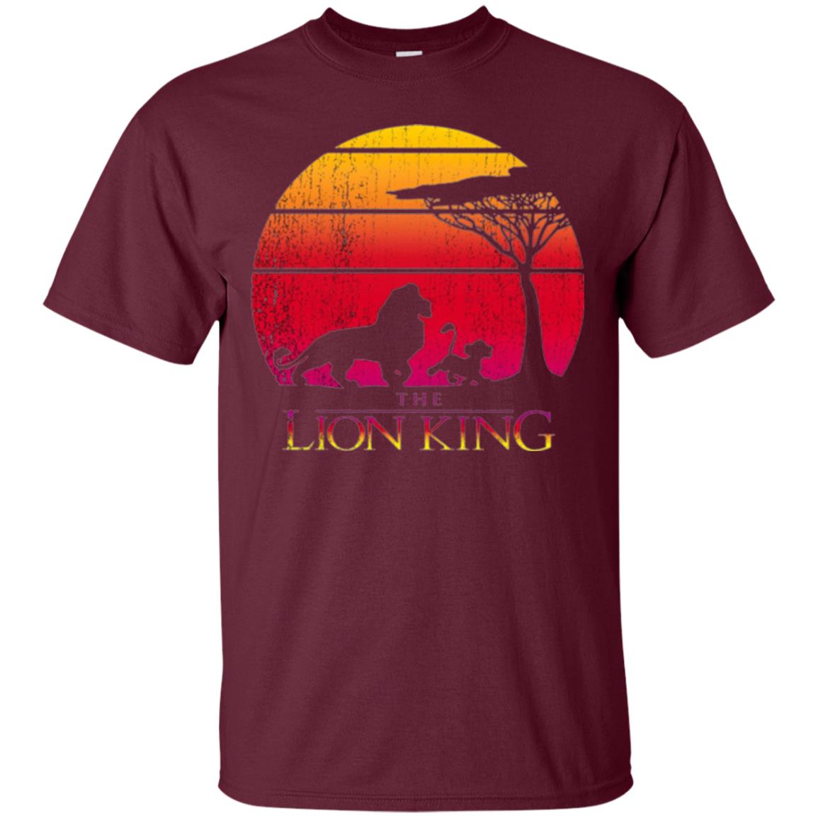 Cartoon T-shirt Lion King Vintage Sunset Maroon