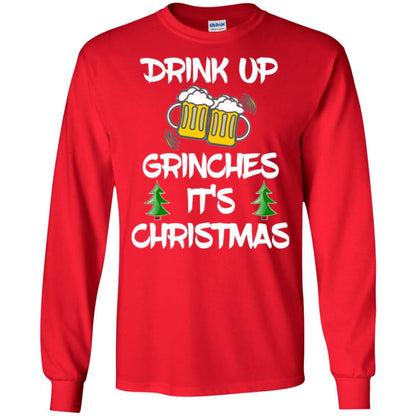 Beer Lovers T-shirt Drink Up Grinches It_s Christmas Red