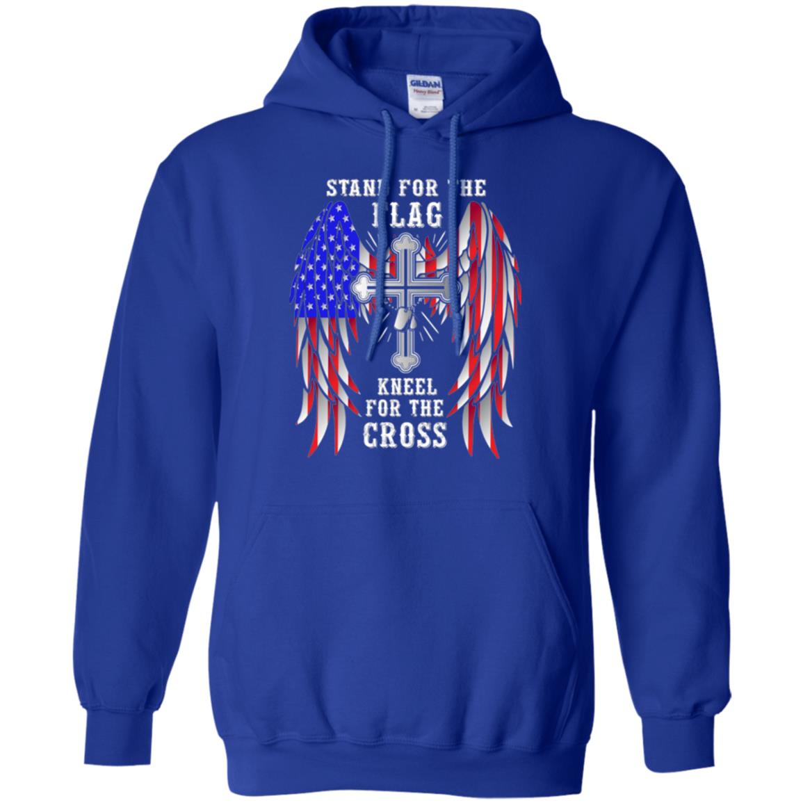 Christian T-shirt Stand For The Flag Kneel For The Cross Royal
