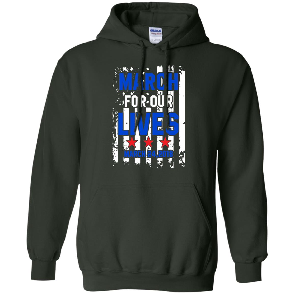 March For Our Lives With American Flag Gun Control T-shirt Forest Green