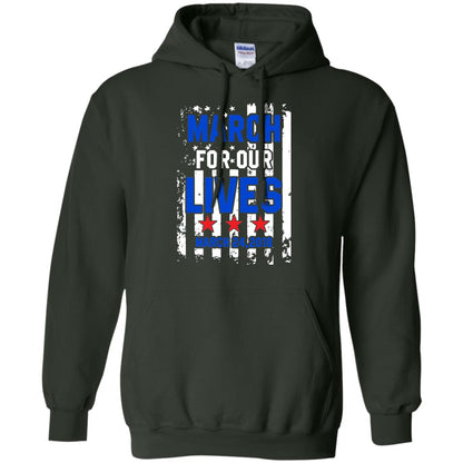 March For Our Lives With American Flag Gun Control T-shirt Forest Green