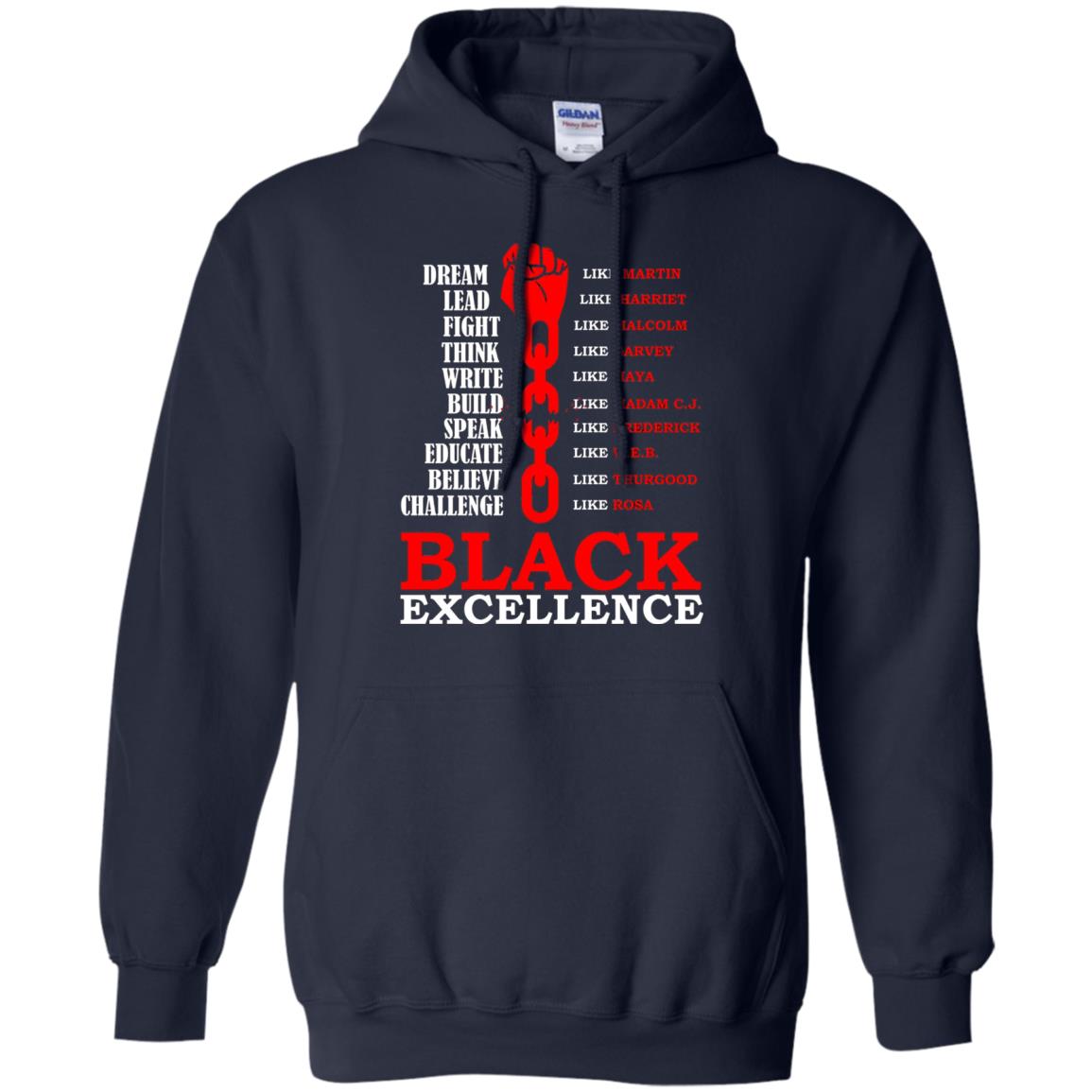 Black Excellence Black Af Proud African American T-shirt Navy