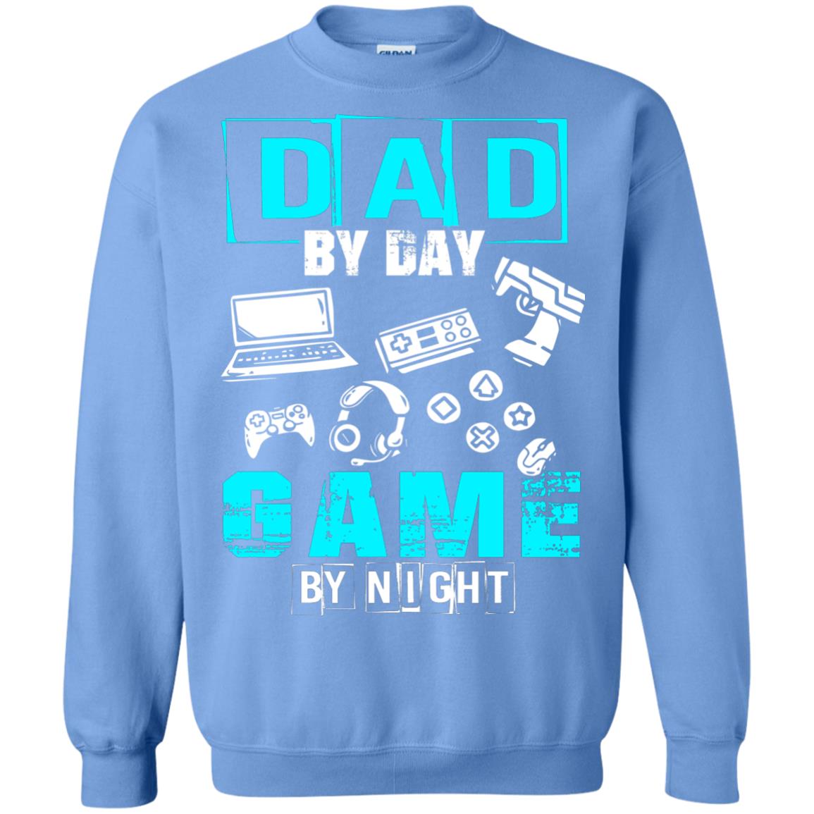 Dad By Day Gamer By Night Gamer T-shirt Carolina Blue