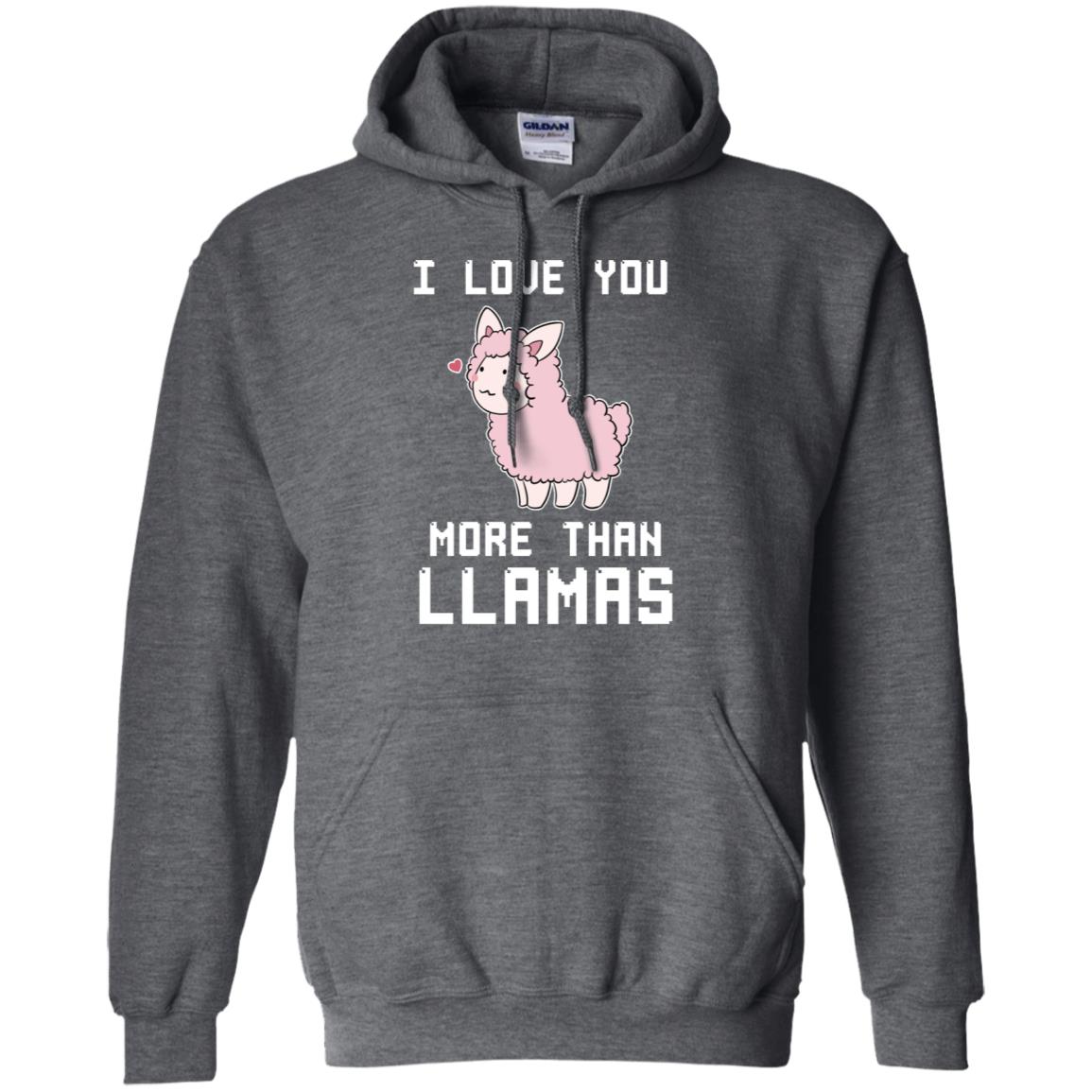 I Love You More Than Llamas Valentines Day Shirt Dark Heather