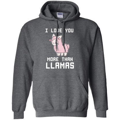 I Love You More Than Llamas Valentines Day Shirt Dark Heather