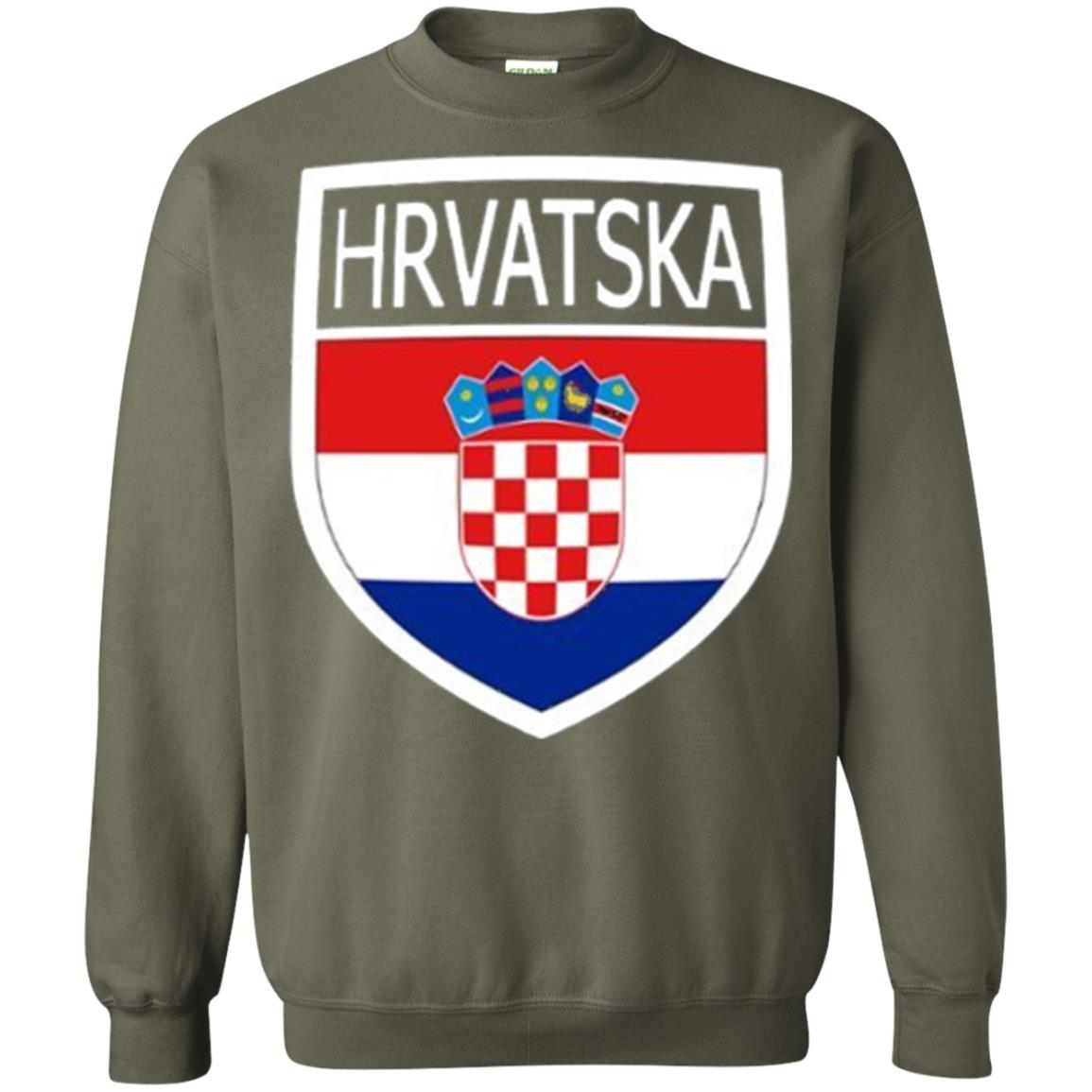 Croatia Shield T-shirt Hrvatska Patch Croatian Flag Badge Military Green