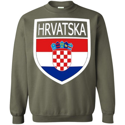 Croatia Shield T-shirt Hrvatska Patch Croatian Flag Badge Military Green