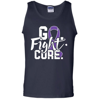 Pancreatic Leiomyosarcoma Awareness Go Fight Cure Purple Ribbon Shirt Navy